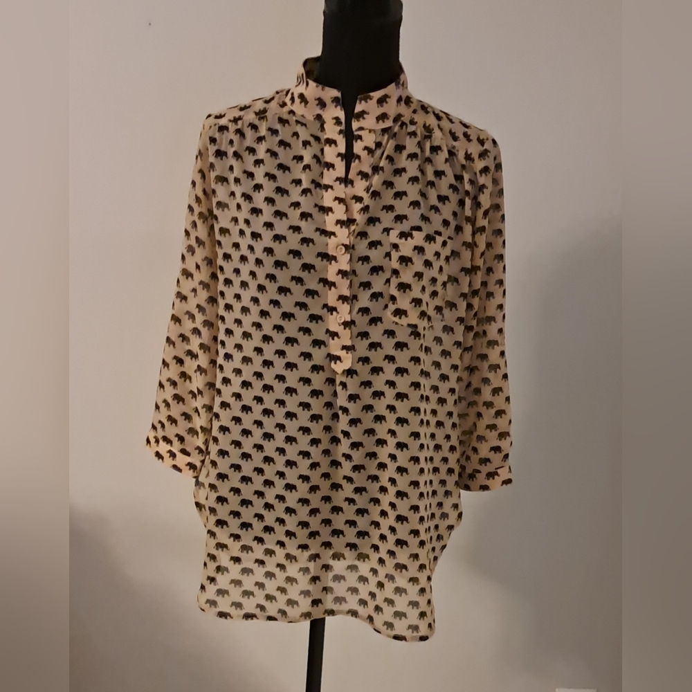 Cals Elephant Print Blouse, Size Small.